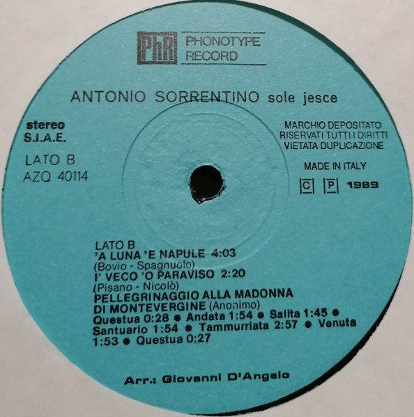 Antonio Sorrentino - Sole Jesce | Phonotype Record (AZQ 40114) - 4
