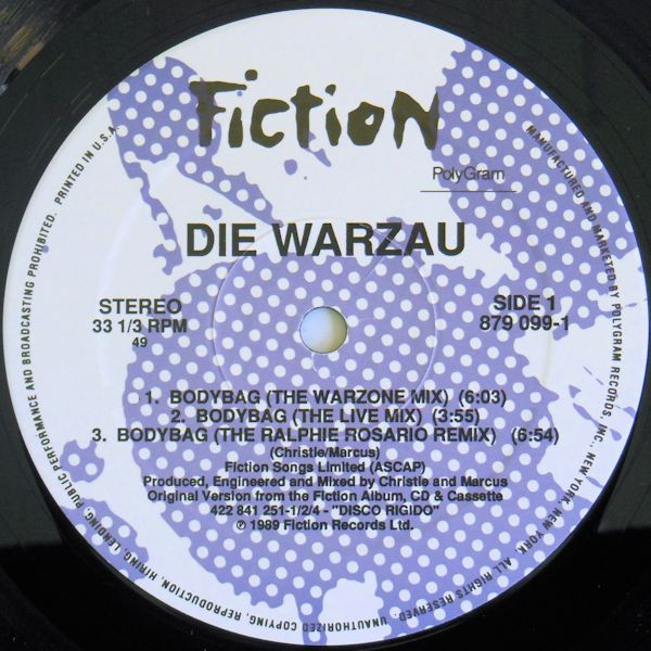 Die Warzau - Bodybag / Shakedown | Fiction Records (879 099-1) - 2