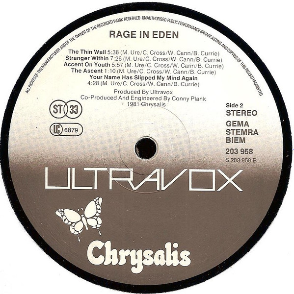 Ultravox - Rage In Eden | Chrysalis (203 958) - 4
