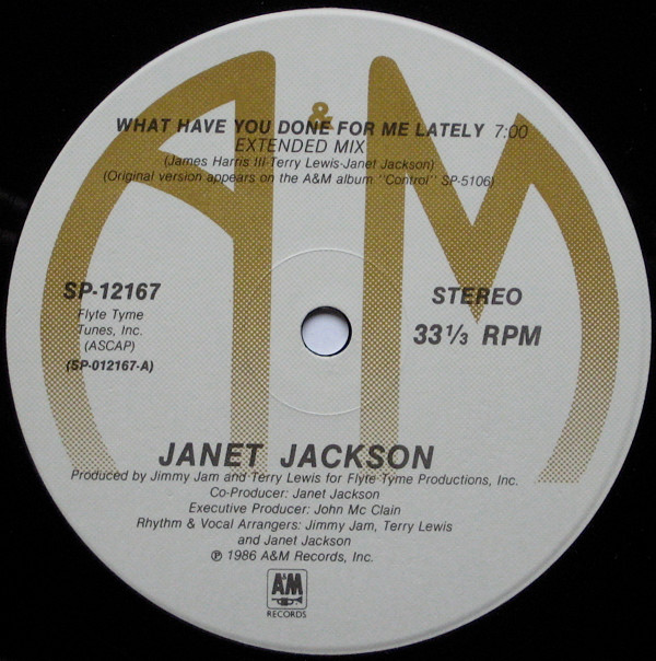 Janet Jackson - What Have You Done For Me Lately | A&M Records (SP-12167) - 3