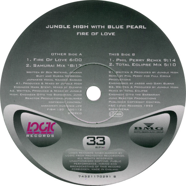 Jungle High With Blue Pearl - Fire Of Love | Logic Records (LOC 112) - 3