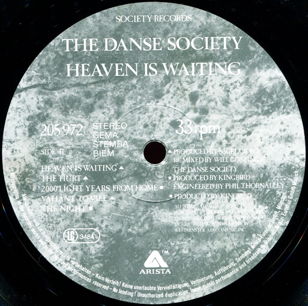 The Danse Society - Heaven Is Waiting | Arista (205 972) - 4 The Danse Society - Heaven Is Waiting | Arista (205 972) - 4