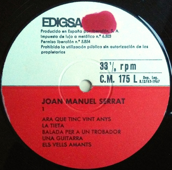Joan Manuel Serrat - Ara Que Tinc Vint Anys | Edigsa (CM 175 L) - 3