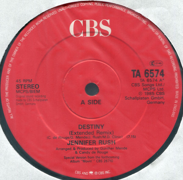 Jennifer Rush - Destiny | CBS (TA 6574) - 2