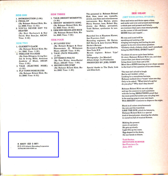 Roland Kirk - Bright Moments | Atlantic (K 60077) - 2 Roland Kirk - Bright Moments | Atlantic (K 60077) - 2