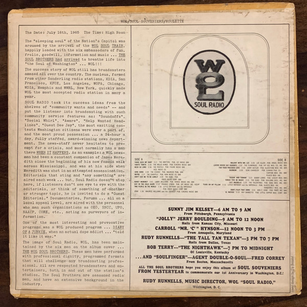 Various - The WOL Soul Brothers Present Their First Anniversary/Soul Souvenirs | Roulette (R-25337) - 2