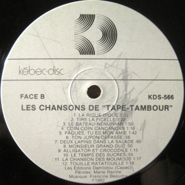 Tape-Tambour - Les Chansons De Tape-Tambour [Vinyl] | Kébec-Disc (KDS-566) - 4