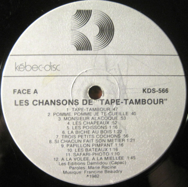 Tape-Tambour - Les Chansons De Tape-Tambour [Vinyl] | Kébec-Disc (KDS-566) - 3
