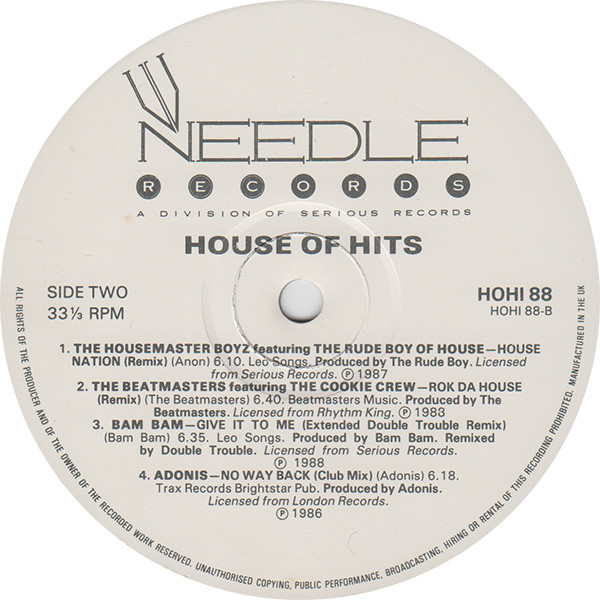 Various - House Hits | Needle Records (HOHI 88) - 4