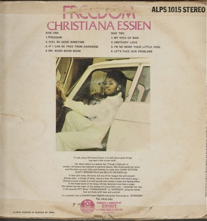 Christy Essien Igbokwe - Freedom | Anodisc Records (ALPS 1015) - 2