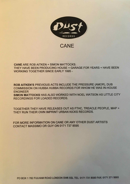 Cane - Released In Space | Dust Records (12 DUST005) - 3 Cane - Released In Space | Dust Records (12 DUST005) - 3