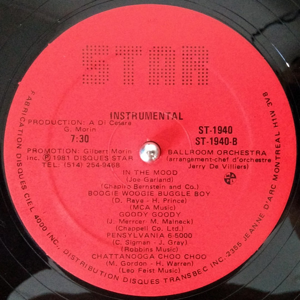 Ballroom Orchestra - In The Medley Mood | Les Disques Star Records (ST-1940)