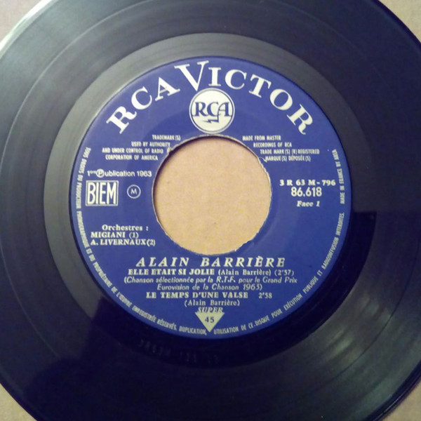 Alain Barrière - Elle Était Si Jolie | RCA Victor (86.618) - 3