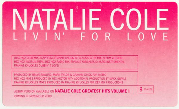 Natalie Cole - Livin' For Love | Elektra (ED 6256) - main Natalie Cole - Livin' For Love | Elektra (ED 6256) - main