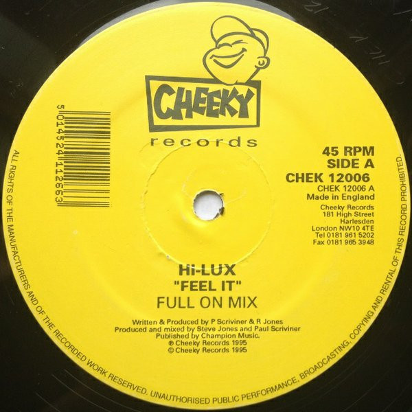 Hi-Lux - Feel It | Cheeky Records (CHEKX 12.006) - 3 Hi-Lux - Feel It | Cheeky Records (CHEKX 12.006) - 3