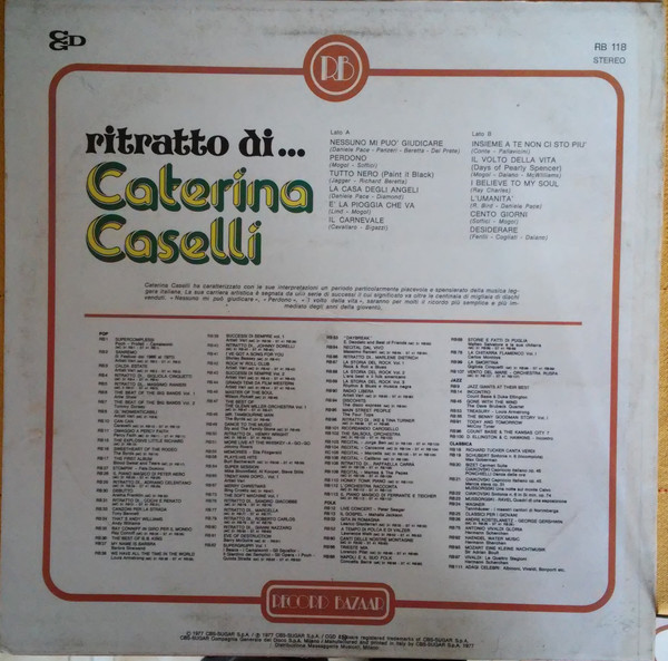 Caterina Caselli - Ritratto Di... Caterina Caselli | Record Bazaar (RB 118) - 2 Caterina Caselli - Ritratto Di... Caterina Caselli | Record Bazaar (RB 118) - 2