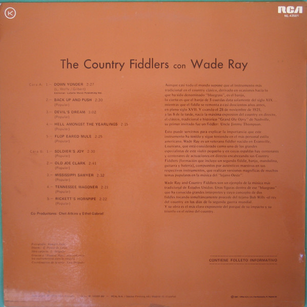 The Country Fiddlers Con Wade Ray - Down Yonder = Allá Abajo | RCA (NL-43501) - 2 The Country Fiddlers Con Wade Ray - Down Yonder = Allá Abajo | RCA (NL-43501) - 2