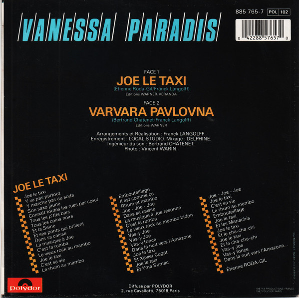 Vanessa Paradis - Joe Le Taxi | Polydor (885 765-7) - 2