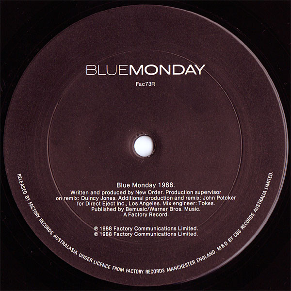 New Order - Blue Monday 1988 / Beach Buggy | Factory Records Australasia (Fac73R) - 3