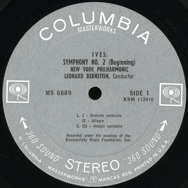 Charles Ives , Leonard Bernstein , New York Philharmonic - Symphony No. 2 And The Fourth Of July | Columbia Masterworks (MS 6889) - main