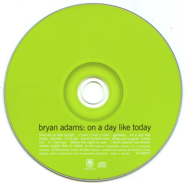 Bryan Adams - On A Day Like Today | A&M Records (CD 500014)