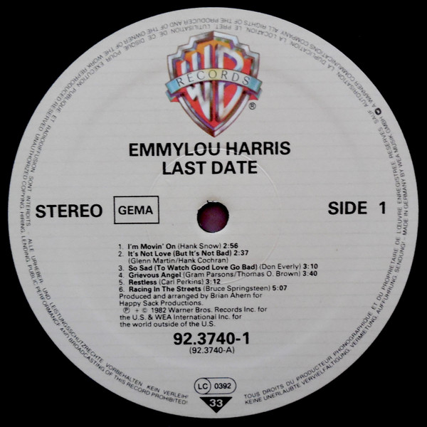 Emmylou Harris - Last Date | Warner Bros. Records (92.3740-1) - 3 Emmylou Harris - Last Date | Warner Bros. Records (92.3740-1) - 3