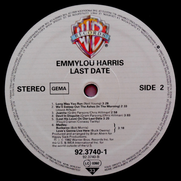 Emmylou Harris - Last Date | Warner Bros. Records (92.3740-1) - 4 Emmylou Harris - Last Date | Warner Bros. Records (92.3740-1) - 4