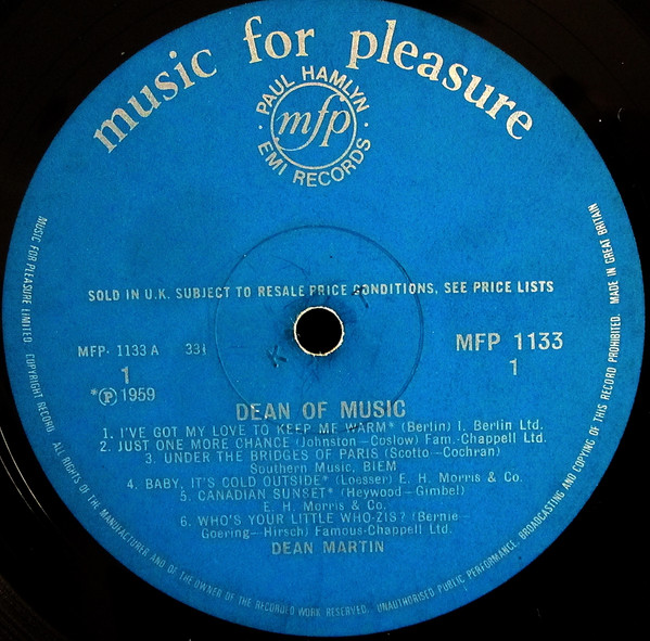 Dean Martin - Dean Of Music | Music For Pleasure (MFP 1133)