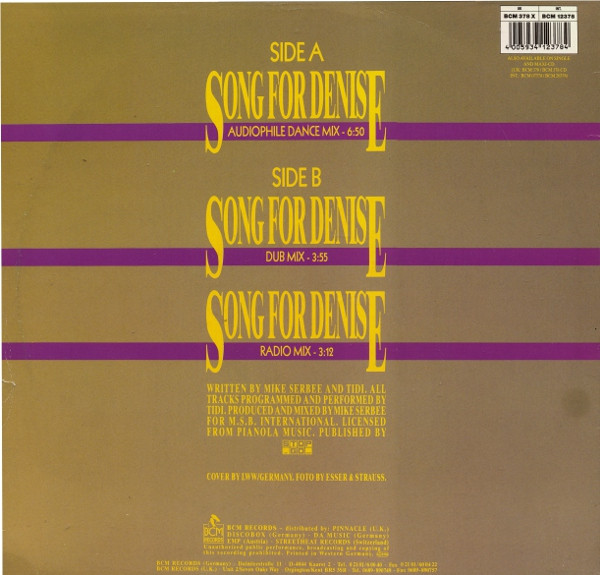 Piano Fantasia - Song For Denise | BCM Records (BCM 378x) - 2