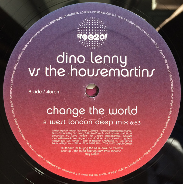 Dino Lenny vs. The Housemartins - Change The World | free2air Recordings (0146680F2A) - 3 Dino Lenny vs. The Housemartins - Change The World | free2air Recordings (0146680F2A) - 3