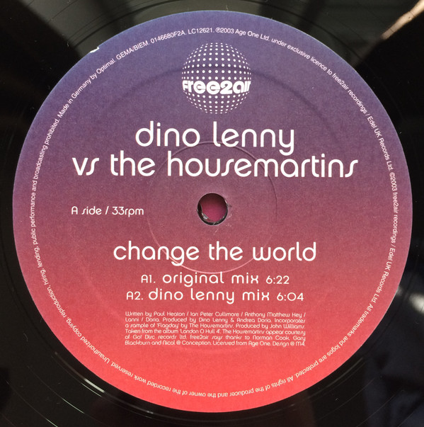 Dino Lenny vs. The Housemartins - Change The World | free2air Recordings (0146680F2A) - 4 Dino Lenny vs. The Housemartins - Change The World | free2air Recordings (0146680F2A) - 4