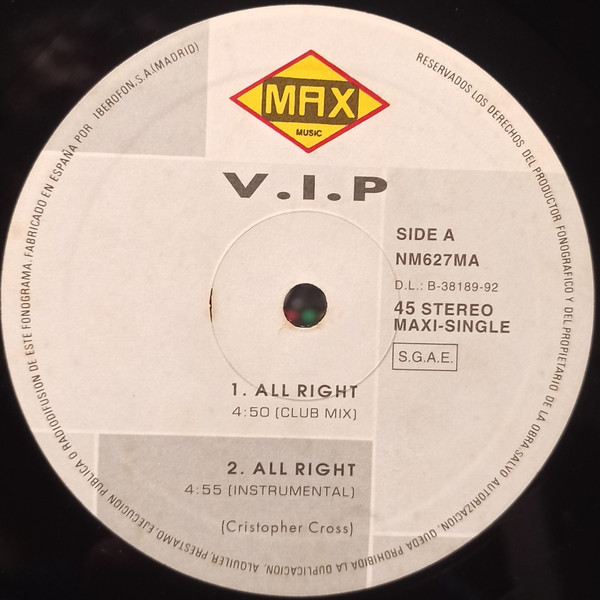 V.I.P. - All Right | Max Music (NM627MA) - 3