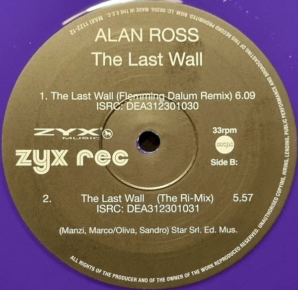 Alan Ross - The Last Wall | ZYX Music (Maxi 1122-12)