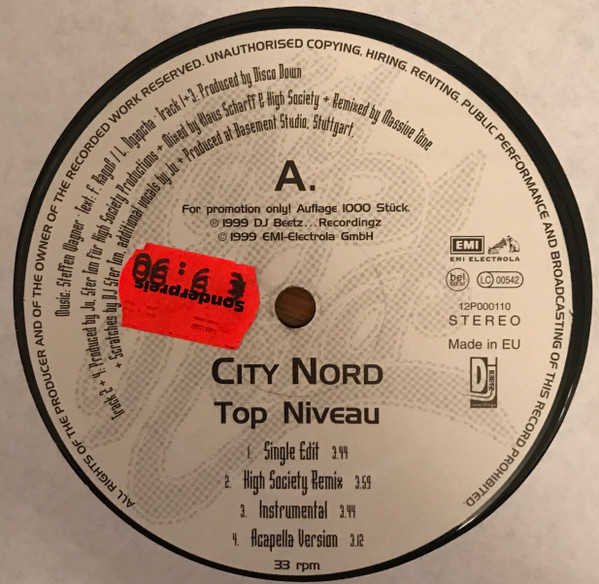 City Nord & El'O MC - Top Niveau | EMI Electrola (12P000110) City Nord & El'O MC - Top Niveau | EMI Electrola (12P000110)