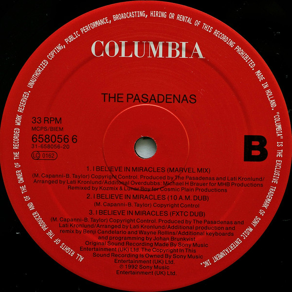 The Pasadenas - I Believe In Miracles | Columbia (658056 6) - 4