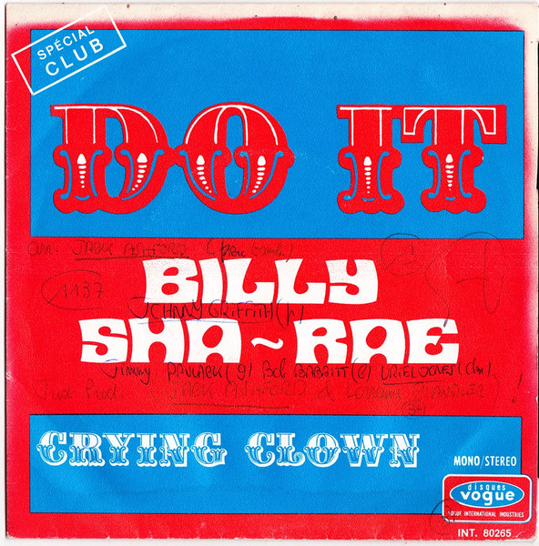 Billy Sha-Rae - Do It / Crying Clown | Disques Vogue (INT. 80265) - main