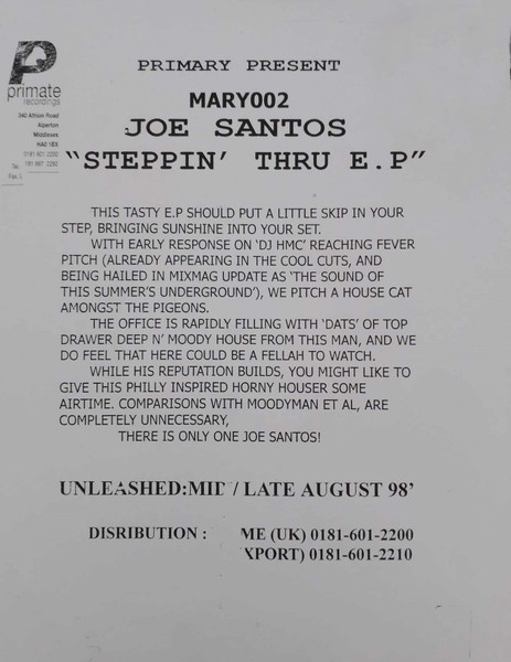 Joe Santos - Steppin' Thru EP | Primary Recordings (MARY002) - 3