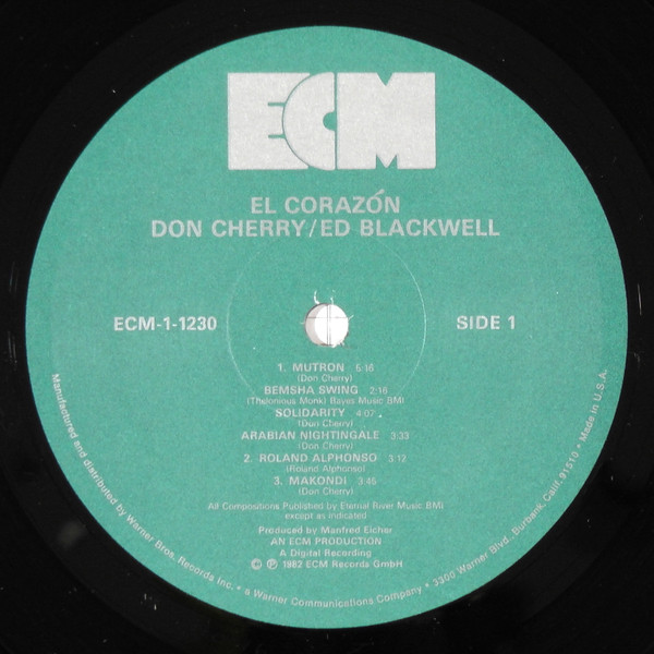 Don Cherry / Ed Blackwell - El Corazón | ECM Records (ECM 1-1230) - 3