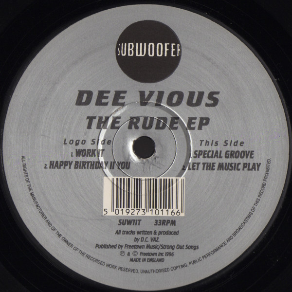 Dee Vious - The Rude EP | Subwoofer (SUW11T)