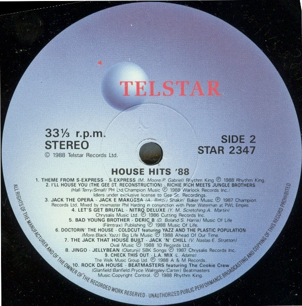 Various - House Hits '88 | Telstar (STAR 2347) - 4