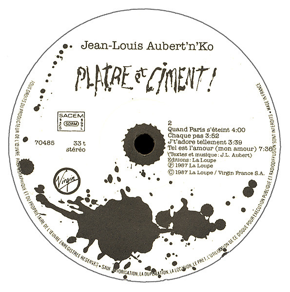 Jean-Louis Aubert And Ko. - Plâtre Et Ciment ! | Virgin (70485) - 4