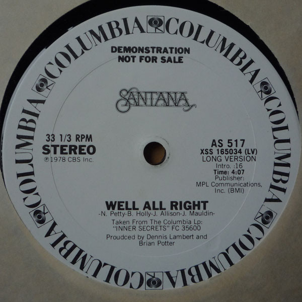 Santana - Well All Right | Columbia (AS 517)