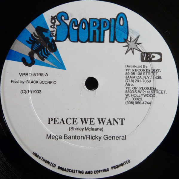 Mega Banton , Ricky General / Yellowman , Norma Row - Peace We Want / Flowers | Black Scorpio (VPRD-5195)