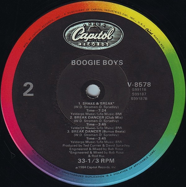 Boogie Boys - Zodiac / Break Dancer / Shake And Break | Capitol Records (V-8578) - 4