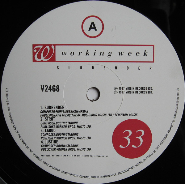 Working Week - Surrender | Virgin (V 2468) - 3