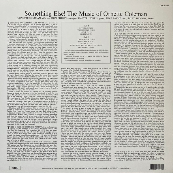 Ornette Coleman - Something Else!!!! | DOL (DOL735H) - 2