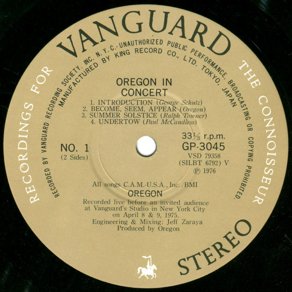 Oregon - In Concert | Vanguard (GP-3045) - 3 Oregon - In Concert | Vanguard (GP-3045) - 3