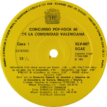 Various - Concurso Pop-Rock 86 De La Comunidad Valenciana | Xirivella Records (XLV-007) - 3 Various - Concurso Pop-Rock 86 De La Comunidad Valenciana | Xirivella Records (XLV-007) - 3