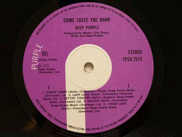 Deep Purple - Come Taste The Band | Purple Records (TPSA 7515) - 4