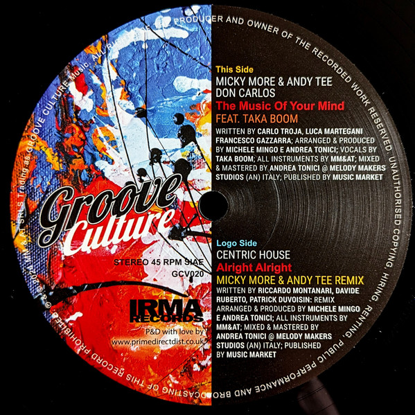 Centric House / Micky More & Andy Tee & Don Carlos Feat. Taka Boom - Alright, Alright (Micky More & Andy Tee Remix) / The Music Of Your Mind | Groove Culture Music (GCV020)